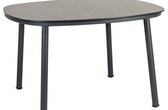 Alexander Rose 1.2m Cordial Grey Shaped Dining Table with Pebble Laminate Top
