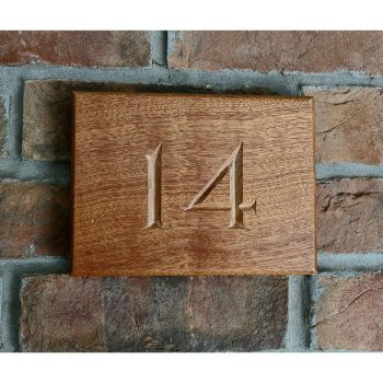 Premium Sapele Wooden House Number - 19cm x 14cm