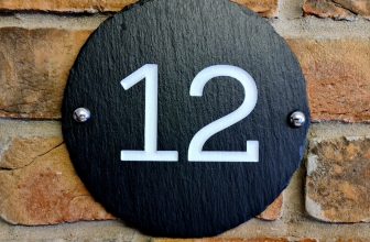 Round Rustic Slate House Number personalised with your number 18cm
