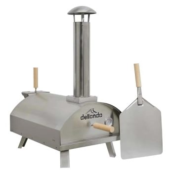 Dellonda Portable Wood-Fired 14" Pizza Oven and Smoking Oven, Stainless Steel - DG11