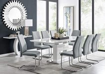 Furniturebox UK Arezzo Large Extending Dining Table and 8 Grey Lorenzo Chairs Set