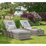 Homesdirect365 Grey Rattan Lounger Set | Garden Chairs | Sun Loungers for Garden | Patio Chairs | Outdoor Chairs | Sunloungers | Rattan Sun Loungers | Folding Sun Lounger | Garden Recliner