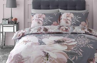 Catherine Lansfield Dramatic Floral Easy Care Double Duvet Set Grey