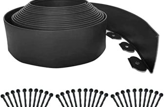 Flexible Garden Edging Border 10m,Garden Borders[Extra Tall 10cm High] Landscape Edging Mini Plastic Fence with 30pcs Stakes,Lawn Edging Kit No Dig for Yard Flowerbeds,Grass-Black