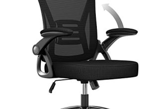naspaluro Office Chair Ergonomic Desk with 90° Flip-up Armrest Lumbar Support, Height Adjustable Chair, Executive Swivel Computer Padded Seat Cushion for Home/Office